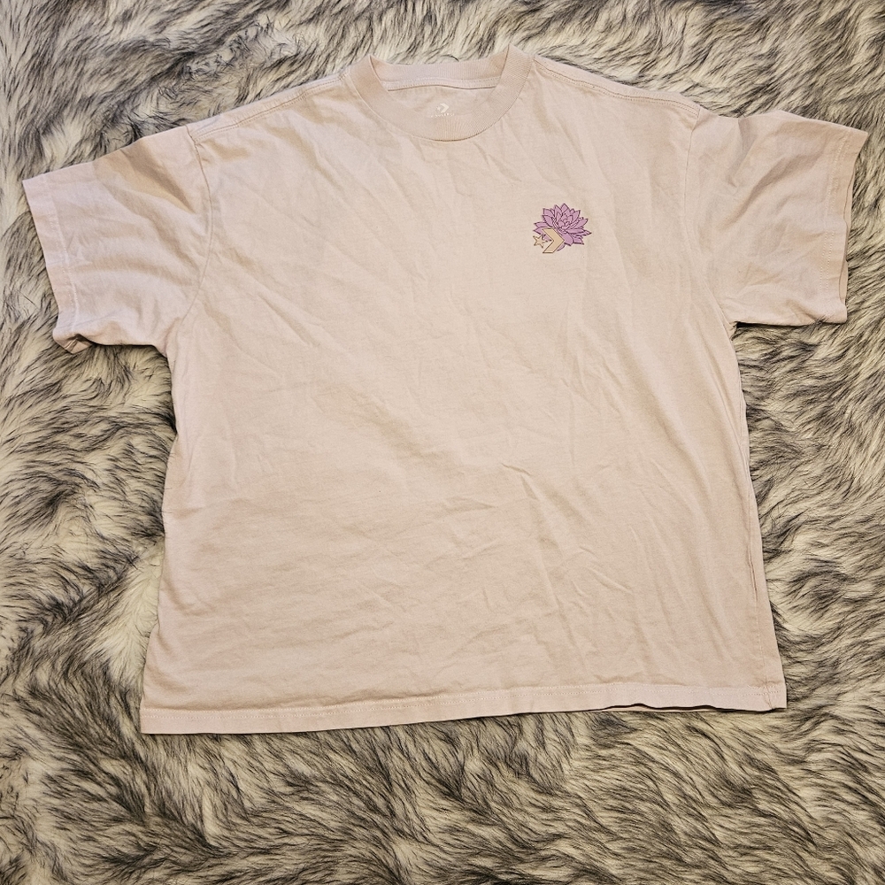 Converse Light Pink T-Shirt with Lotus Embroidery